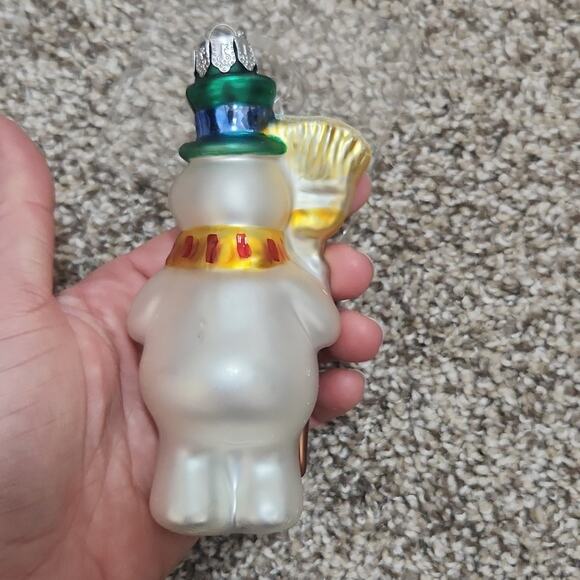Brass key blown glass ornament frosty the snow man vintage in box - Picture 7 of 8